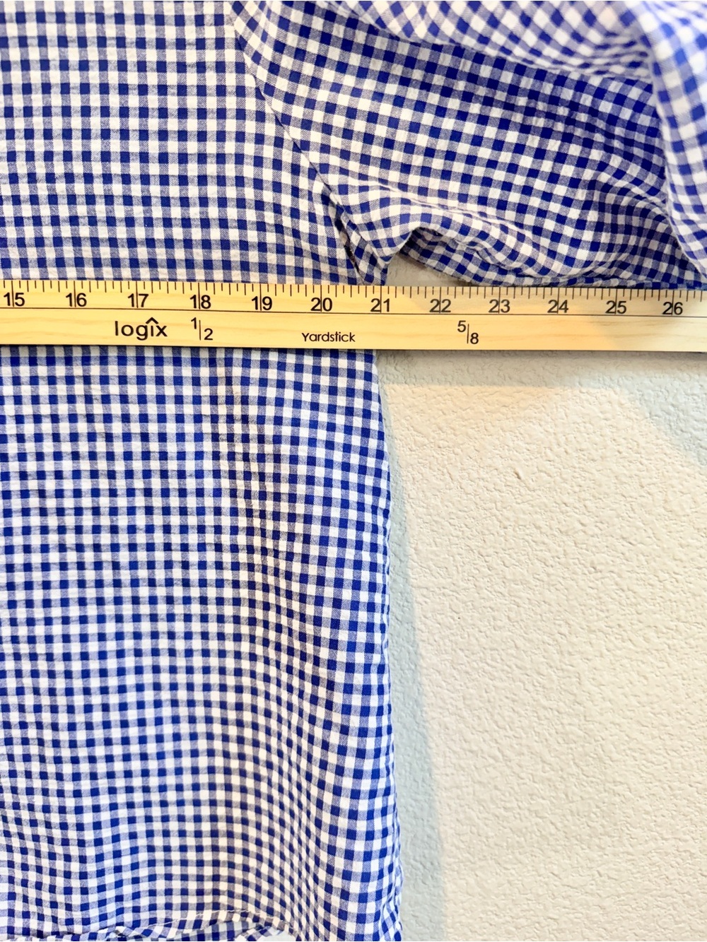 Joie Gingham Puff Sleeve Blouse M Blue White Preppy Coastal Grandmillennial K08 - Picture 5 of 8